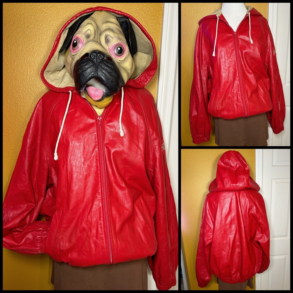 Fab af, VINTAGE, DANCE CENTRE, cherry red, leather coat!!